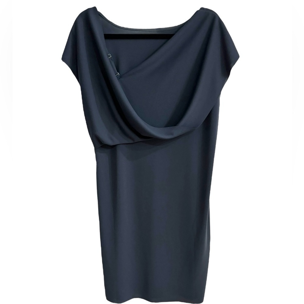 MIILLA SHORT SLEEVE DRAPE BACK DRESS WITH RAW FINISH SZ L - Picture 3 of 4